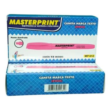 Imagem de 3X Caneta Marca Texto Masterprint Rosa Caixa Com 12 Unidades
