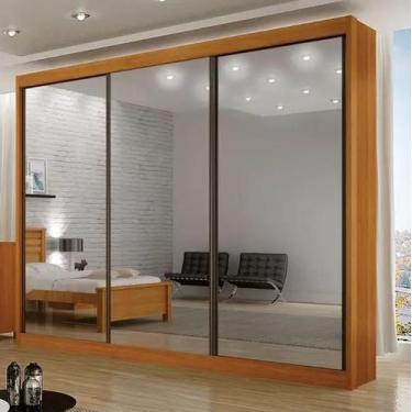 Imagem de Roupeiro San Marino 3 Portas Espelho Leifer - Cinamomo - Leifer Móveis