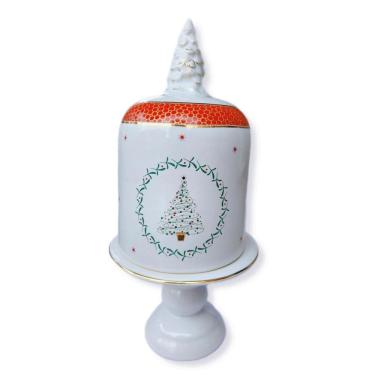 Imagem de Porta Panetone Cerâmica Faiança 33cm 500g Fileto Dourado