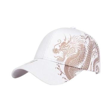 Imagem de Boné Snapback Ajustável com Estampa de Dragão Dourado - Unissex - Prot