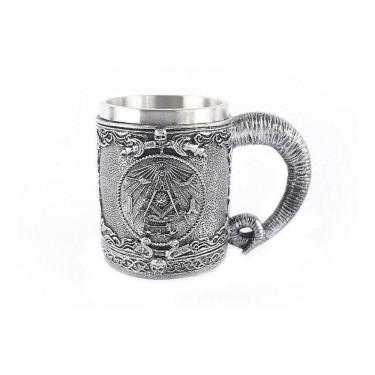 Imagem de Caneca Medieval Maçônica Cavaleiro Aço Inox Retro