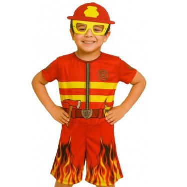 Imagem de Fantasia Infantil Bombeiro com Máscara - Genérica, Colorido, PP