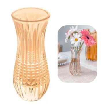 Imagem de Vaso em Cristal Queen Âmbar Serve como Centro de Mesa e Arranjos Wolff