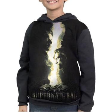 Imagem de Casaco Moletom Infantil Irmaos Winchester Supernatural - smoke, Preto,