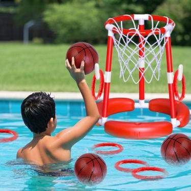 Imagem de Cesta de basquete de piscina AuroTops 2 em 1 flutuante para crianças v