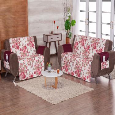 Imagem de Protetor de Sofá 2 e 3 Lugares Bouquet Rosé Enxovais Aquarela