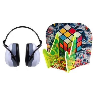 Imagem de Suporte Fluorescente Cubo Mágico e Abafador de Ruido 26 db para Autistas