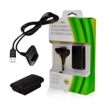 Imagem de Kit 1 Bateria Para Controle Xbox 360 + 1 Cabo Carregador 1.4m