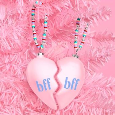 Imagem de xo, Fetti Enfeite BFF | Decorações de árvore de Natal, festa de fim de ano, lindo presente de inverno feminino, chamas gêmeas, coração dividido, enchimento de meia