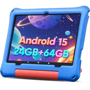Imagem de Tablet infantil, tablet Android 15 de 10 polegadas para crianças, cartão TF expansível de 12 GB + 64 GB 1 TB, tablets octa-core para crianças pequenas, capa à prova de choque, controle parental