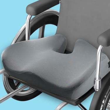 Imagem de Almofada de cadeira de rodas extra grossa, almofada de assento 100% de espuma de memória, almofada de cadeira extragrande, oco científico - tecido respirável - almofada de cadeira de jogos