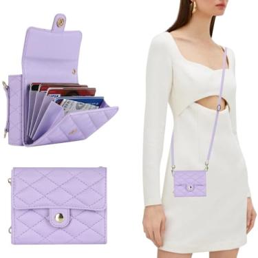 Imagem de Bolsa crossbody capa de telefone de couro para Samsung Galaxy Z Flip 5 4 3 Flip5 Flip4 Flip3 5G longo cordão carteira capa de cartão, roxo, para Samsung Z Flip5