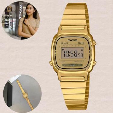 Imagem de Relógio de Pulso Casio Feminino Digital Vintage Dourado Retro Moderno 
