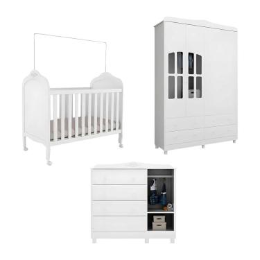 Imagem de Kit Berço Cômoda e Guarda Roupa Peroba Elô Quarto Infantil