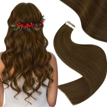 Imagem de Fita adesiva em extensões de cabelo humano Easyouth Brown 35 cm 40 g 2