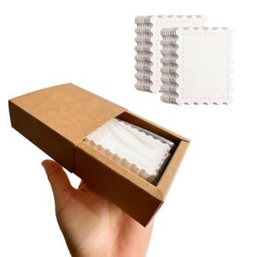 Imagem de 50 cartões postais criativos de papel aquarela, 300 g de polpa de algodão, bordas serrilhadas grossas de grão fino para ingressos DIY com carimbos destacáveis e certificados de presente (retangular