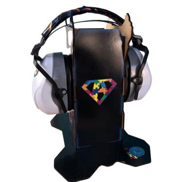 Imagem de Abafador de ruidos Infinity Gray para Autistas de 26 DB com suporte decorativo Black