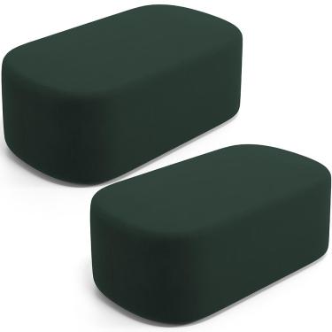 Imagem de Kit 02 Puffs Decorativos Orgânicos Para Living Quarto 100cm Doha W01 Suede Verde Musgo - Lyam Decor