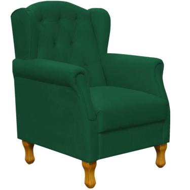 Imagem de Poltrona Decorativa Para Sala de Estar Yara P02 Suede Verde Musgo - Lyam Decor