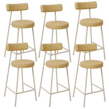 Imagem de Kit 06 Banquetas Baixa Cozinha Sala Jantar Bancada Milão Arena L02 Couríssimo Fendi - Lyam Decor