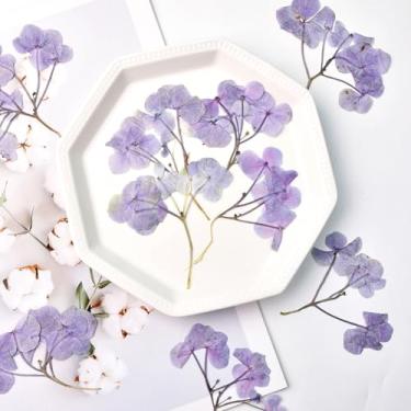 Imagem de 6 peças de hortênsia de flores artificiais com haste – para lacre de cera, convites de casamento e artesanato | Ideal para cartões comemorativos, caixas de presente, chá de bebê e decoração de