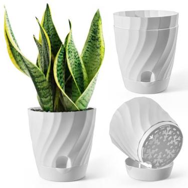 Imagem de Vaso de plantas Etvski de plástico autoirrigável de 15 cm, pacote com 
