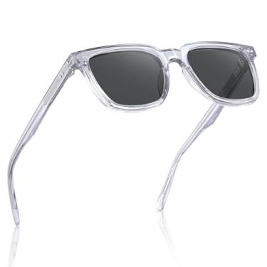Imagem de Óculos de Sol CARFIA Masculino - Clássico Quadrado Retrô em Acetato com Lentes Polarizadas e Proteção UV - Ideal para Dirigir e Atividades ao Ar Livre