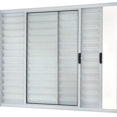 Imagem de Janela Veneziana 3 Folhas Móveis sem Grade Vidro Liso 100x150cm Ecosul