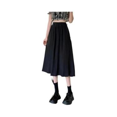 Imagem de Saia Midi Feminina Vintage Floral - Plissada, Cintura Elástica e Estil