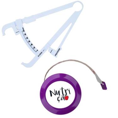 Imagem de Kit Avaliacao Fisica Medir Gordura Corporal Fita Metrica Imc Adipometr