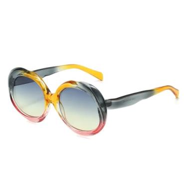 Imagem de Óculos de sol redondos punk femininos, retrô, masculino, tendência, armação degradê, uv400 (cinza)