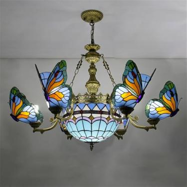 Imagem de Lustre contemporâneo de luxo com borboletas, LED, estilo americano criativo, ideal para sala de estar, restaurante, quarto, casa de campo, hotel, café, bar, karaokê ou clube. Luminária pende