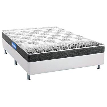 Imagem de Cama Box Casal: Colchão Espuma Probel Guarda Costas Black + Base Crc Courano White(138X188)