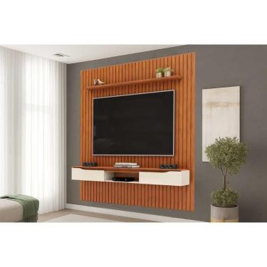 Imagem de Painel Home P/ Tv Isac 223x240cm Freijo/off White - Dj Móveis