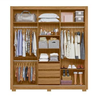 Imagem de Guarda Roupa Casal com 3 Portas de Correr 202x222cm Canadá Moval Freijó Off White