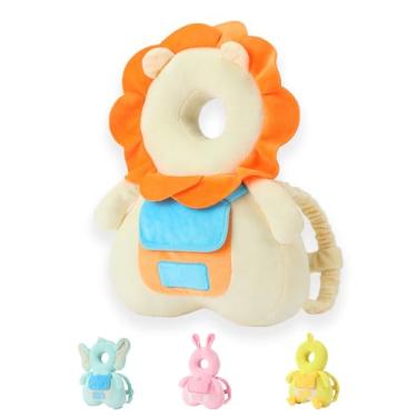 Imagem de Almofada protetora de segurança para cabeça para bebês andadores, almofada de mochila de proteção de cabeça falante infantil (leão amarelo)