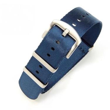 Imagem de hengfento2 Pulseira de relógio G10 de substituição para Omega Premium Nylon balístico militar Raf costurado Bond Iw 20 mm (azul)