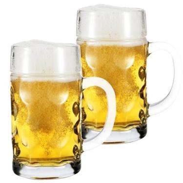 Imagem de Chefcaptain Canecas de cerveja de 1 litro 1,134 g Dimple Zero Lead Stein Canecas com alça grande resistente (covinha)