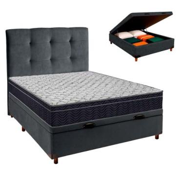 Imagem de Box Bau Cinza+Colchão Casal Airtech 150 Ortobom+Cabeceira
