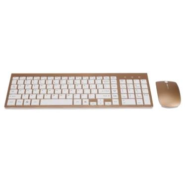 Imagem de Combo de Teclado e Mouse Sem Fio 2 4GHz Econômico Leve Conciso Suave Baixo Ruído Teclas Multimídia para PC XP 7