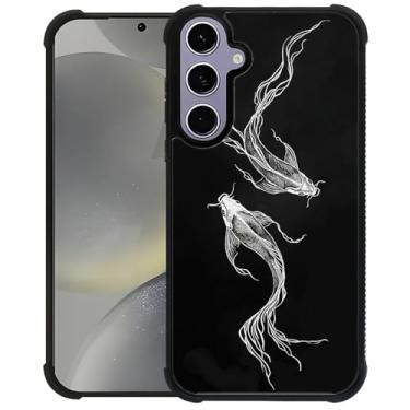 Imagem de WANKBLC Capa para Samsung Galaxy S24 S25, proteção à prova de choque para homens mulheres antiderrapante para Samsung Galaxy S24 S25 linhas brancas simples padrão Koi Fish Crazy