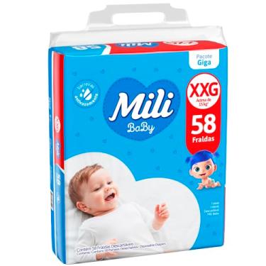 Imagem de Mili Fraldas Descartáveis Bebê Toque Suave Giga XXG 58 undidades