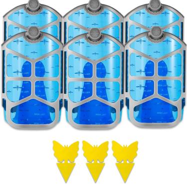 Imagem de 6 cartuchos de refil compatíveis com ZEVO Plug-in Light M364/ M364A e Max, substituição - não tóxico | Pacote com 6 + 3 armadilhas para moscas de frutas para ambientes internos e externos