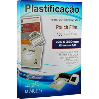 Imagem de Plástico para Plastificação, Mares, Pouch Film Ofício, 226 mm x 340 mm, 0,05 mm, Conjunto com 100