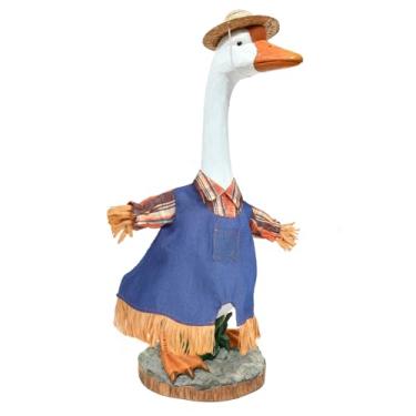 Imagem de Shineyidoor Roupas de ganso de varanda para estátua de ganso de gramado de 58 cm, fantasia para estátua de ganso de plástico/cimento, roupas de escultura de outono sazonal para decoração de festa de