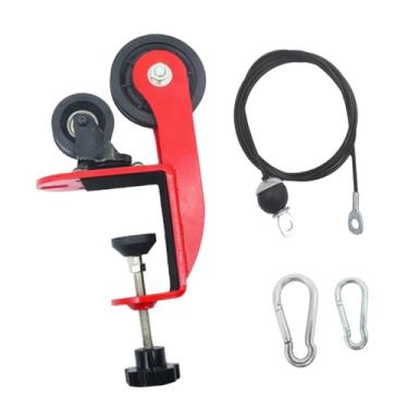 Imagem de Dynwave de polias para mesa de queda de braço, exercitador de pulso, fortalecedor de bíceps, máquina de polias de mesa faça você mesmo para treino de, Vermelho