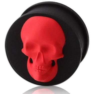 Imagem de Alargador de orelha alargado duplo de silicone de caveira 3D MoDTanOiz