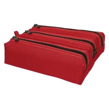 Imagem de Estojo Triplo Lona Vermelho - Reflex