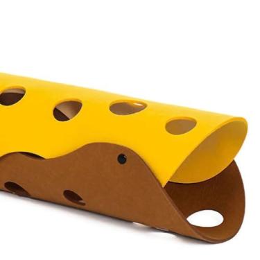 Imagem de Naroote Brinquedo Dobrável Durável do Tubo do Túnel Gato de Feltro Apropriado para Gatos de Todas As Estações Material: Poliéster (Amarelo e Marrom)