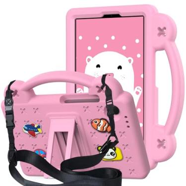 Imagem de QYiiD Capa infantil para Galaxy Tab A11 Plus 2025 e A9 Plus 2023 28 cm, capa protetora de EVA infantil à prova de choque com alça de suporte, alça de ombro, suporte de alça para A11 Plus/A9 Plus, rosa